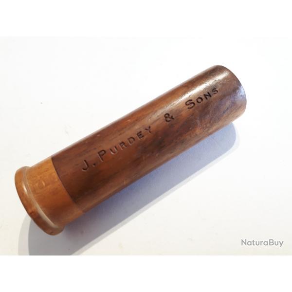 Cartouche (protge percuteur ?) pour fusil Purdey & sons. Bois prcieux. cal 12
