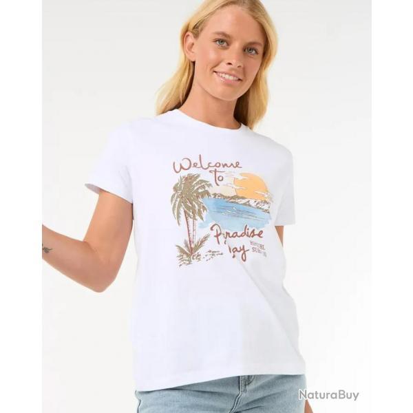 Tee Shirt en Coton Rip Curl "Paradise Bay Standard Tee" L Blanc