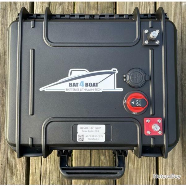 Batterie lithium Bat4boat Eco Case carpe LiFePo4 12V 100Ah avec chargeur 8A