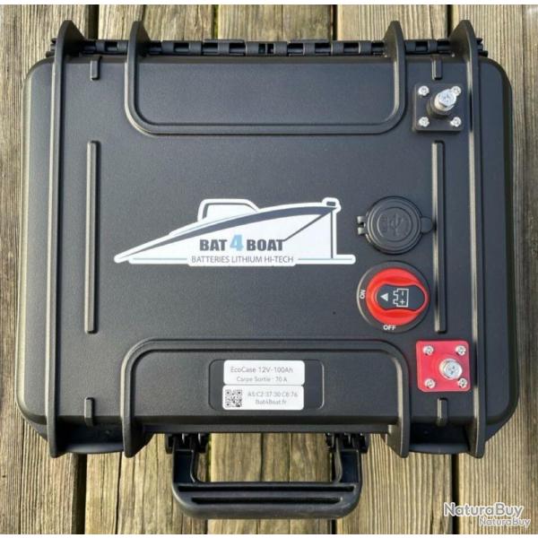 Batterie lithium Bat4boat Eco Case carpe LiFePo4 12V 100Ah avec chargeur 8A