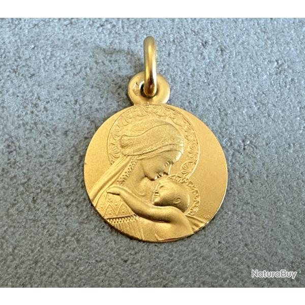 Mdaille religieuse neuve - pendentif or massif 9 carats - Marie et l'enfant - catholique - Chrtien