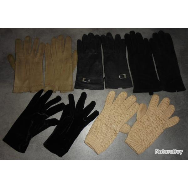 VINTAGE LOT 5 PAIRES de GANTS pour FEMME Taille M