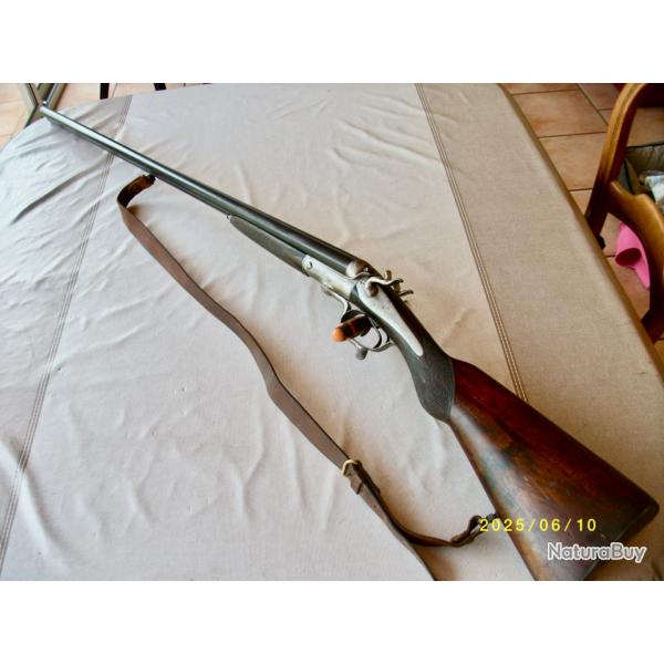 Fusil juxtapos calibre 20 LACOUTURE  LYON percussion centrale XIXe catgorie D