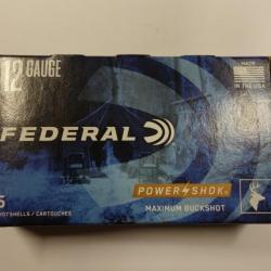 LOT DE 15 CARTOUCHES  FEDERAL CAL 12X70 8G/000 POWER SHOK BUCKSHOT