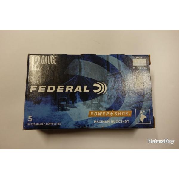 LOT DE 15 CARTOUCHES  FEDERAL CAL 12X70 8G/000 POWER SHOK BUCKSHOT