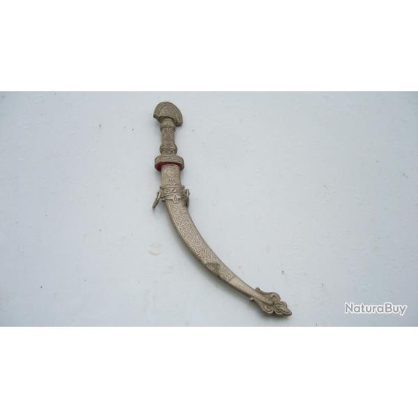 couteau oriental  manche et fourreau en argent