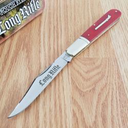 Couteau Rough Ryder Long Rifle Grandaddy Barlow Lame Acier 440 Manche Os Rouge Slip Joint RR2618