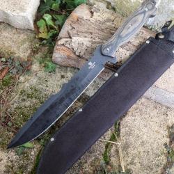 Grand Couteau Bandidos Biker Poignard Manche Bois Lame Acier 440 Stonewash Etui Nylon 000