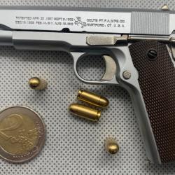 Pistolet COLT 1911 Silver avec 1 chargeur, 6 munitions - Version Boite (Miniature - échelle 1:2.05)