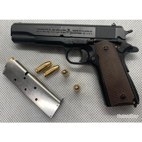 Pistolet COLT 1911 Noir avec 1 chargeur, 6 munitions - Version Boite (Miniature - chelle 1:2.05)