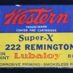 Boite de collection ancienne .222 REM - WINCHESTER "SUPER X" WESTERN - incomplète
