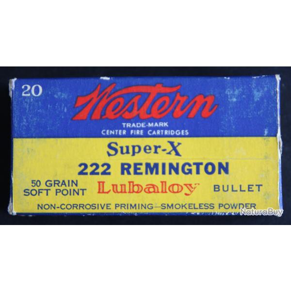 Boite de collection ancienne .222 REM - WINCHESTER "SUPER X" WESTERN - incomplte