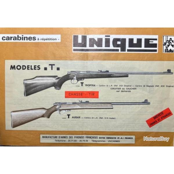 UNIQUE 22LR et 22 MAGNUM - Notice de fonctionnement et d'entretien