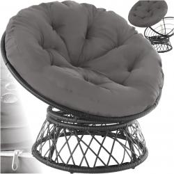 Fauteuil en Rotin Chaise Relax Ronde Pivotant à 360°, Coussin Épais Grand Confort