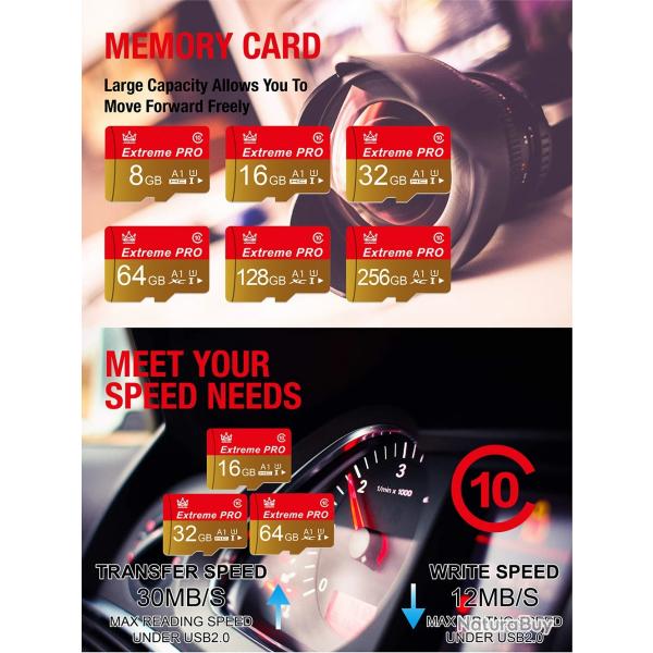 Carte mmoire Micro SD/TF 128gb Extreme Pro pour tlphone/pc/tablette/lecteur/camera..