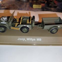 Jeep Willys avec remorque Altaya au 1/43