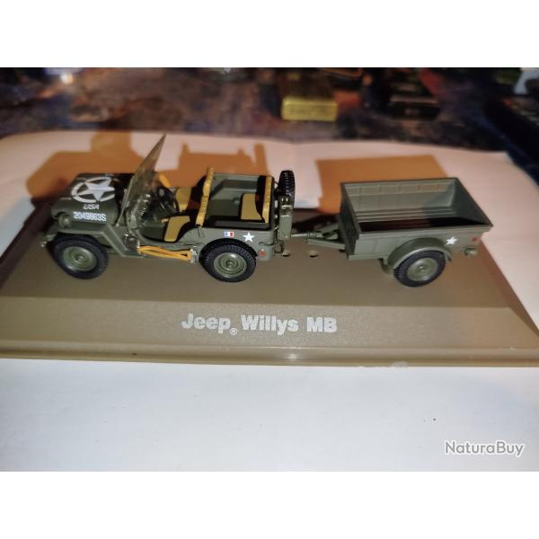 Jeep Willys avec remorque Altaya au 1/43