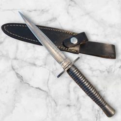 Dague en acier damas 100% avec étui en cuir - Artisanale, tranchante et élégante