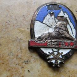 insigne pucelle 99° Bataillon d'Infanterie Alpine, dos lisse, embouti DP métra abimé chasseur alpin