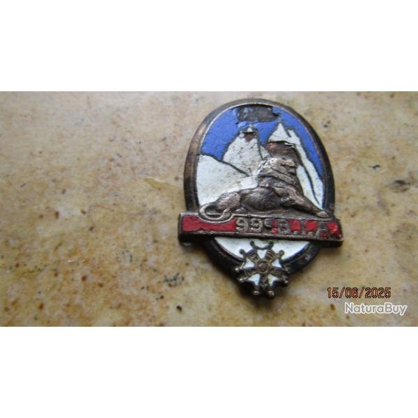 insigne pucelle 99 Bataillon d'Infanterie Alpine, dos lisse, embouti DP mtra abim chasseur alpin