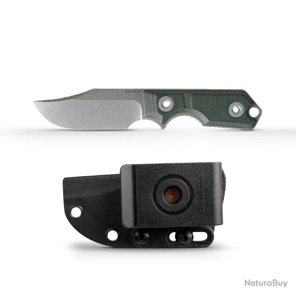 Couteau Vosteed Quokka Bowie Green Lame Acier 14C28N Manche Micarta Etui Kydex VOSD0601