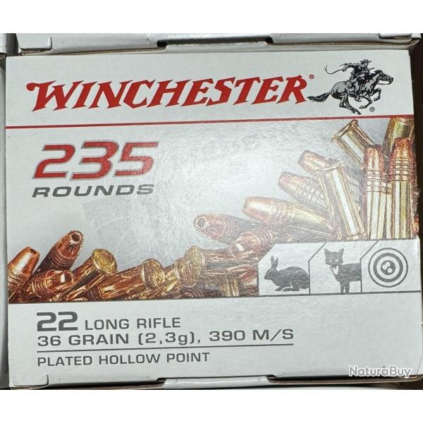 OFFRE NB 22LR Winchester SUPER X 36 gr LHP Copper Plated Boite de 235 x 3 boites