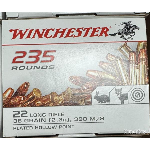 OFFRE NB 22LR Winchester SUPER X 36 gr LHP Copper Plated Boite de 235 x 4