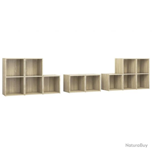 Ensemble de meubles armoire buffet TV tlvision salon chambre sjour 8 pices chne sonoma bois d'