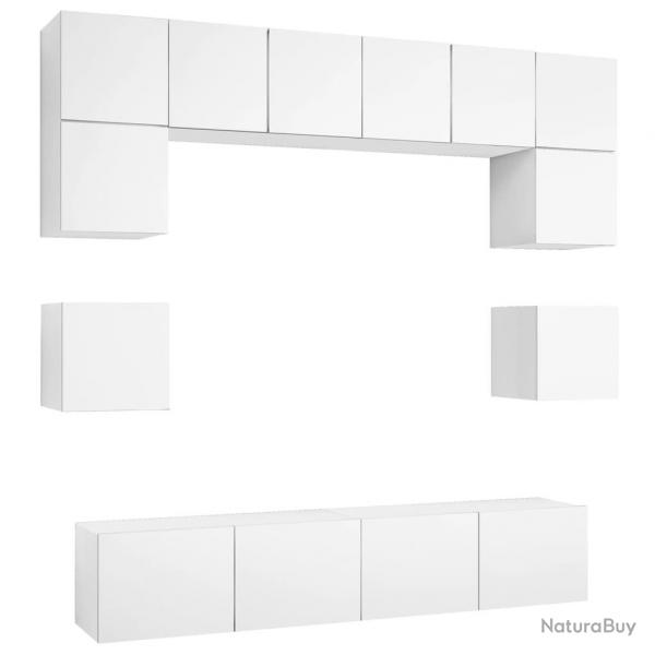 Ensemble de meubles armoire buffet TV tlvision salon chambre sjour 8 pices bois d'ingnierie bl
