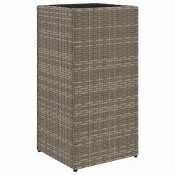 Jardinière bac lit surélevé plantes fleurs terrasse jardin 30 x 30 x 60 cm résine tressée gris 02_0