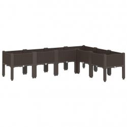 Jardinière bac lit surélevé plantes fleurs terrasse jardin avec pieds 160 x 120 x 42 cm PP marron 0