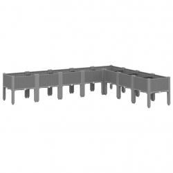 Jardinière bac lit surélevé plantes fleurs terrasse jardin avec pieds clair 200 x 160 x 42 cm PP gr