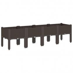 Jardinière bac lit surélevé plantes fleurs terrasse jardin avec pieds 160 x 40 x 42 cm PP marron 02
