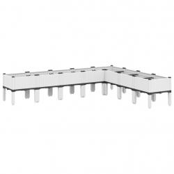 Jardinière bac lit surélevé plantes fleurs terrasse jardin avec pieds 200 x 160 x 42 cm PP blanc 02
