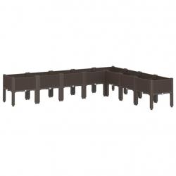Jardinière bac lit surélevé plantes fleurs terrasse jardin avec pieds 200 x 160 x 42 cm PP marron 0