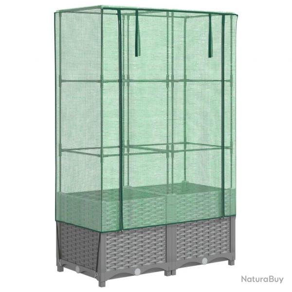Jardinire bac lit surlev plantes fleurs terrasse jardin surleve avec housse aspect rotin 80 x