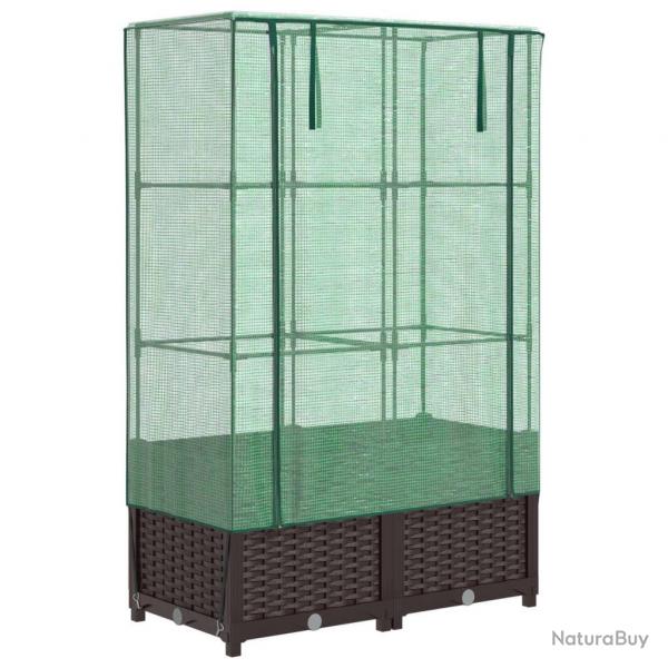 Jardinire bac lit surlev plantes fleurs terrasse jardin surleve avec housse aspect rotin 80 x