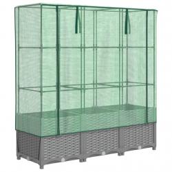 Jardinière bac lit surélevé plantes fleurs terrasse jardin surélevée avec housse aspect rotin 120 x