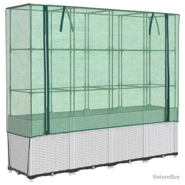 Jardinire bac lit surlev plantes fleurs terrasse jardin surleve avec housse aspect rotin 160 x