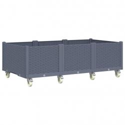 Jardinière bac lit surélevé plantes fleurs terrasse jardin à roulettes 150 x 80 x 54 cm PP gris 02_