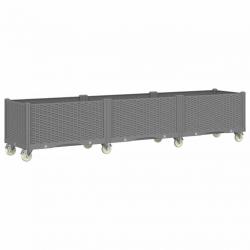 Jardinière bac lit surélevé plantes fleurs terrasse jardin à roulettes clair 240 x 50 x 54 cm PP gr