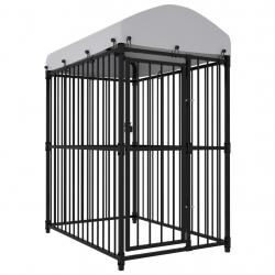 Chenil cage enclos pac animaux extérieur avec toit 150 x 100 x 175 cm noir 02_0041905