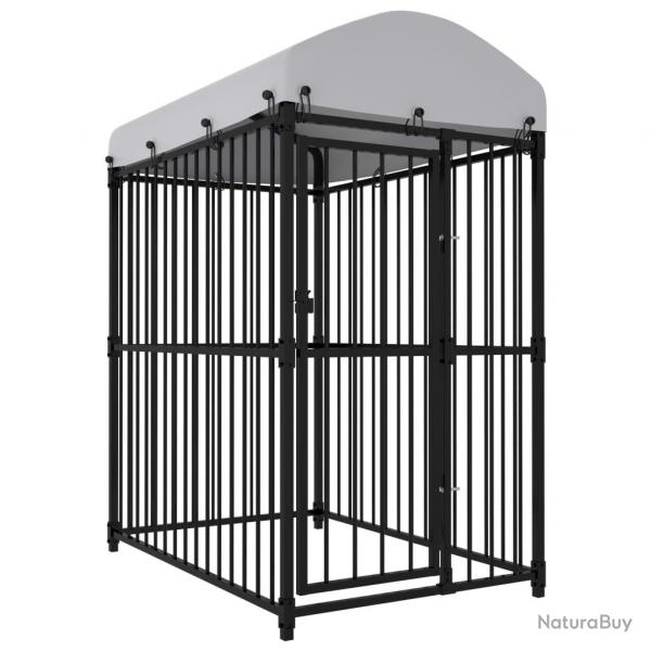 Chenil cage enclos pac animaux extrieur avec toit 150 x 100 x 175 cm noir 02_0041905