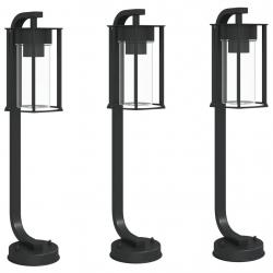 Lampadaires d'extérieur 3 pcs 60 cm acier inoxydable noir 02_0042552