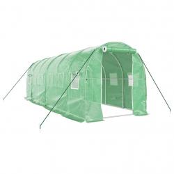 Serre tente abri plante fleur légumes avec cadre en acier 12 m² 6 x 2 x 2 m vert 02_0044538