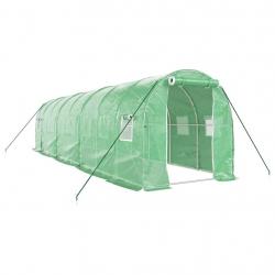 Serre tente abri plante fleur légumes avec cadre en acier 16 m² 8 x 2 x 2 m vert 02_0044552