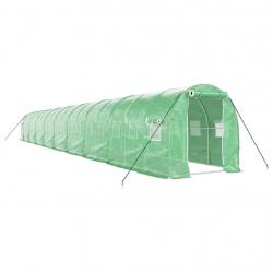 Serre tente abri plante fleur légumes avec cadre en acier 36 m² 18 x 2 x 2 m vert 02_0044580