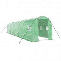 Serre tente abri plante fleur légumes avec cadre en acier 20 m² 10 x 2 x 2 m vert 02_0044556