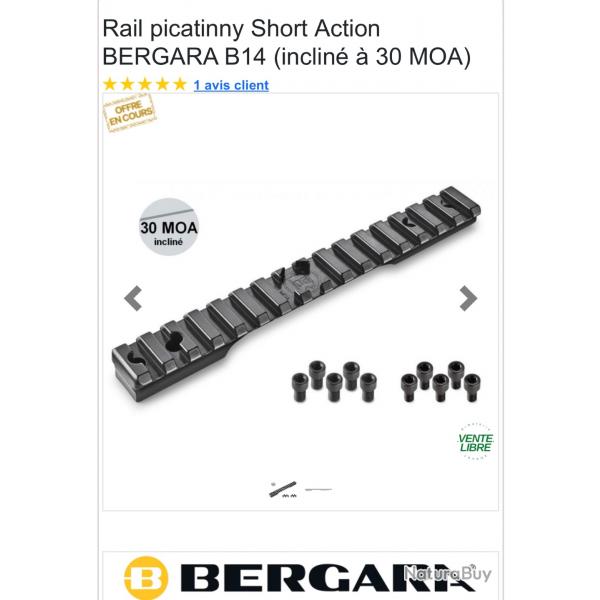 Rail picatinny Short Action BERGARA B14 30 Moa