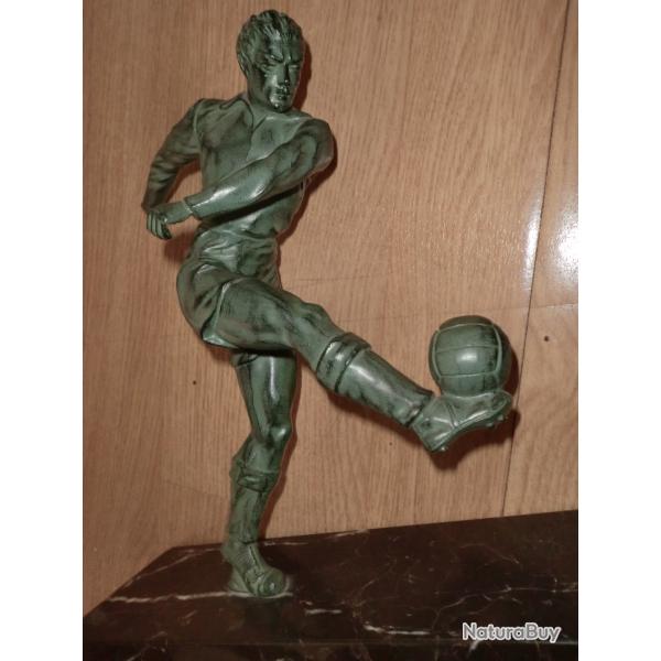 sculture art dco  rgule sur socle marbre patine vert  nuanc
